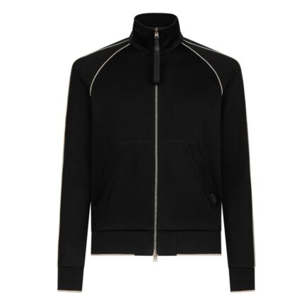 TOM FORD JERSEY ZIP THROUGH WITH PIPING INK BLUE