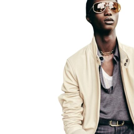 TOM FORD GRAIN LEATHER HARRINGTON