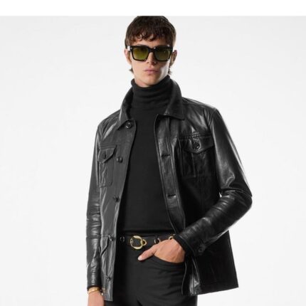 TOM FORD NATURAL SHINE LEATHER SAFARI JACKET