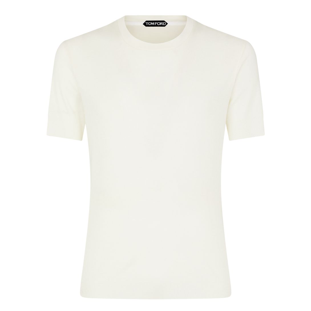 2 TOM FORD PLACED RIB CREW NECK OPTICAL WHITE