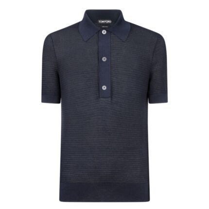 TOM FORD COTTON SILK POLO BLACK AND INK