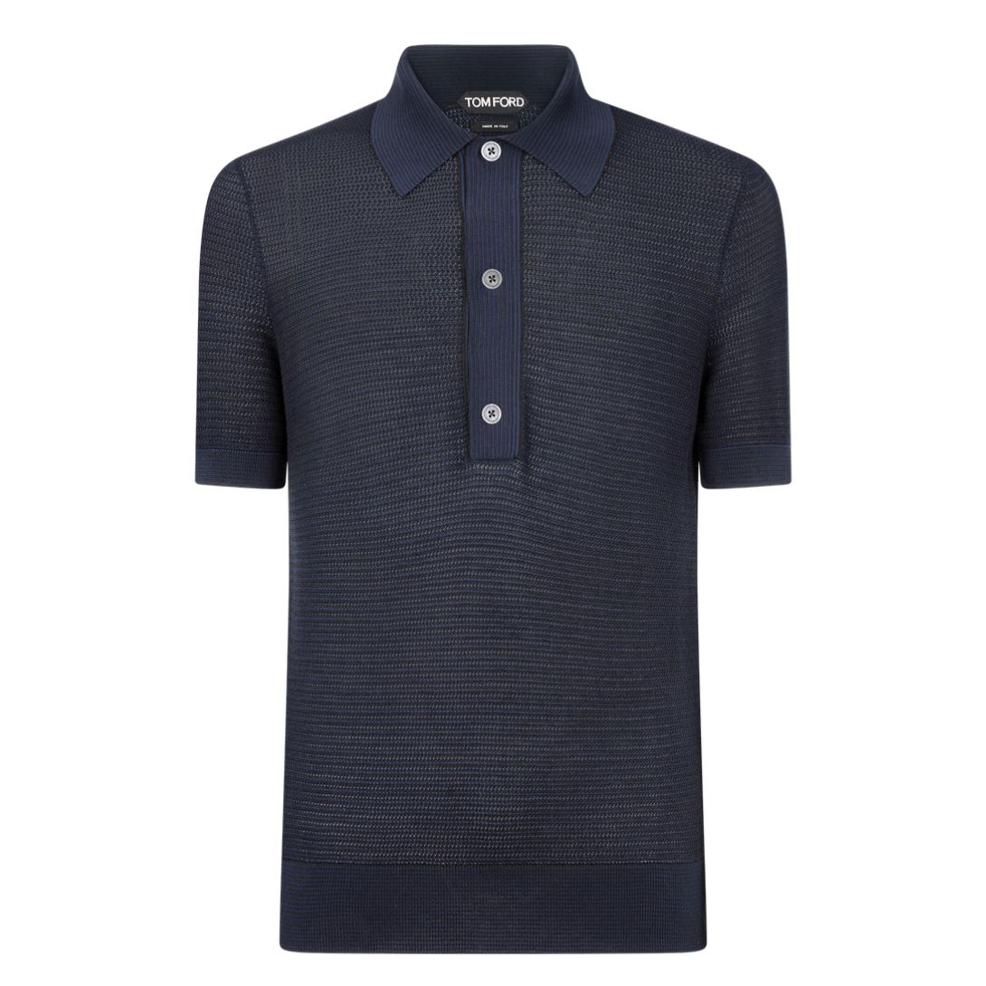 2 TOM FORD COTTON SILK POLO BLACK AND INK