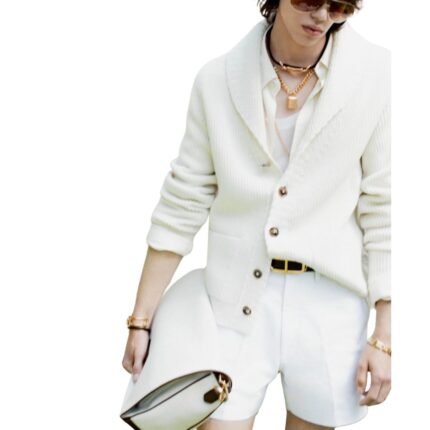 TOM FORD CASHMERE SHAWL COLLAR CARDIGAN SOFT WHITE