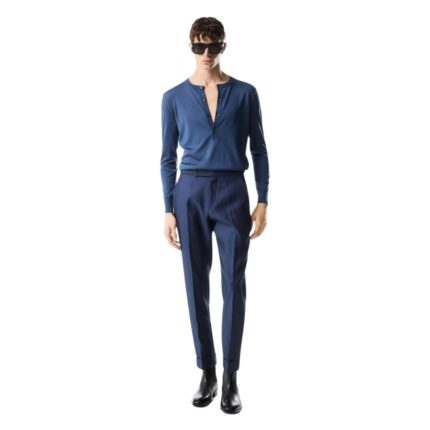 TOM FORD SILK VANISE HENLEY BRIGHT BLUE