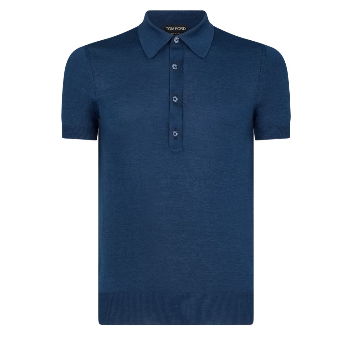 2 TOM FORD SILK VISCOSE POLO SAPPHIRE