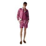 TOM FORD SHINY RAYON SATIN SHORTS WITH PIPING FUSCHIA