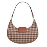 CELINE MEDIUM AVA TRIOMPHE BAG IN TARTAN TEXTILE AND CALFSKIN