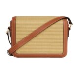 CELINE TEEN TRIOMPHE BAG IN RAFFIA EFFECT TEXTILE AND CALFSKIN
