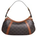 CELINE STRIPED HOBO IN TRIOMPHE CANVAS AND CALFSKIN