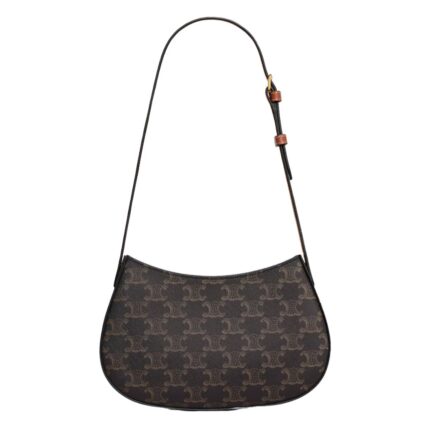 CELINE MEDIUM TILLY BAG IN TRIOMPHE CANVAS AND CALFSKIN