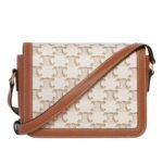 CELINE TEEN TRIOMPHE BAG IN CANVAS AND CALFSKIN WHITE