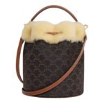 CELINE CLARA BAG IN TRIOMPHE CANVAS AND SHEARLING