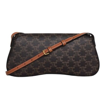 CELINE MEDIUM CELINE LOLA BAG IN TRIOMPHE CANVAS AND CALFSKIN