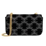 CELINE CHAIN SHOULDER BAG CLAUDE IN SUEDE CALFSKIN WITH TRIOMPHE STRASS