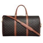 CELINE LARGE TRAVEL BAG IN TRIOMPHE CANVAS AND CALFSKIN