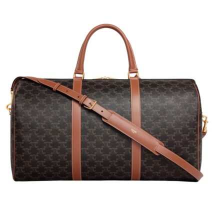 CELINE LARGE TRAVEL BAG IN TRIOMPHE CANVAS AND CALFSKIN