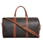 CELINE MEDIUM TRAVEL BAG IN TRIOMPHE CANVAS AND CALFSKIN