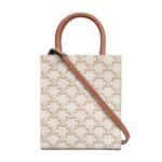 CELINE MINI VERTICAL CABAS IN TRIOMPHE CANVAS WITH CELINE PRINT WHITE