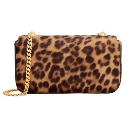 CELINE CHAIN SHOULDER BAG CLAUDE IN PONY CALFSKIN WITH LEOPARD PRINT