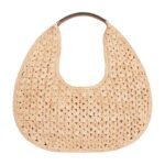 CELINE CLASSIC PANIER HOBO BAG IN RAFFIA AND CALFSKIN