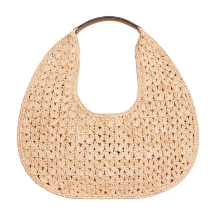 CELINE CLASSIC PANIER HOBO BAG IN RAFFIA AND CALFSKIN