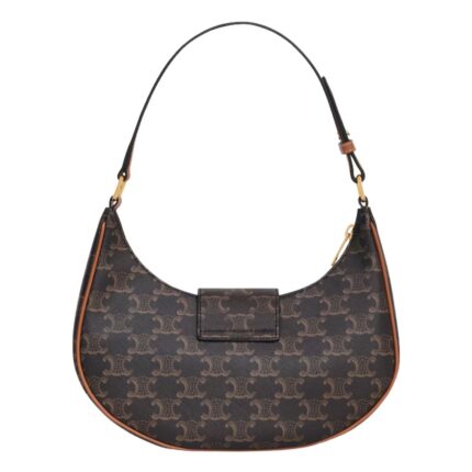 CELINE MEDIUM AVA TRIOMPHE BAG IN TRIOMPHE CANVAS AND CALFSKIN TAN