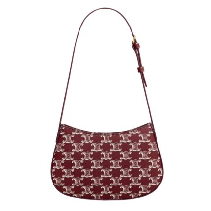 CELINE MEDIUM TILLY BAG IN TRIOMPHE CANVAS TWO TONE LIGHT BURGUNDY