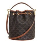 CELINE CLARA BAG IN TRIOMPHE CANVAS AND CALFSKIN TAN