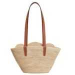 CELINE CLASSIC PANIER SMALL BRAIDED TRIOMPHE IN RAFFIA AND CALFSKIN