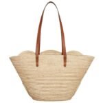 CELINE CLASSIC PANIER MEDIUM BRAIDED TRIOMPHE IN RAFFIA AND CALFSKIN