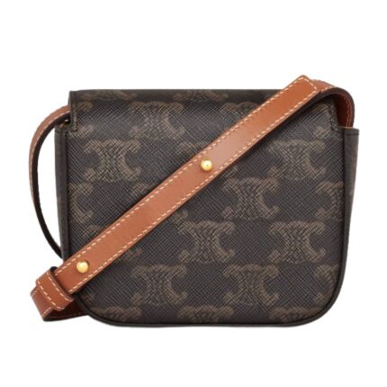 CELINE MINI CLAUDE IN TRIOMPHE CANVAS AND CALFSKIN