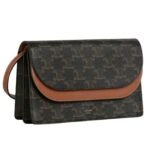 CELINE WALLET ON STRAP IN TRIOMPHE CANVAS AND SMOOTH LAMBSKIN