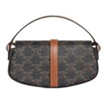 CELINE CLUTCH ON STRAP TABOU IN TRIOMPHE CANVAS AND CALFSKIN TAN