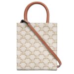 CELINE MINI VERTICAL CABAS IN TRIOMPHE CANVAS WITH PRINT WHITE