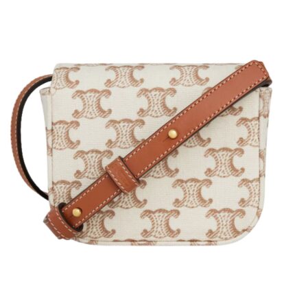 CELINE MINI CLAUDE IN TEXTILE WITH TRIOMPHE PRINT AND CALFSKIN
