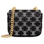 CELINE MINI CHAIN CLAUDE IN SATIN WITH TRIOMPHE STRASS