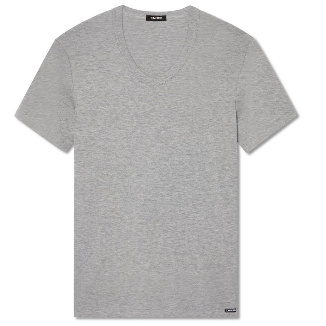2 TOM FORD COTTON V NECK T SHIRT GREY