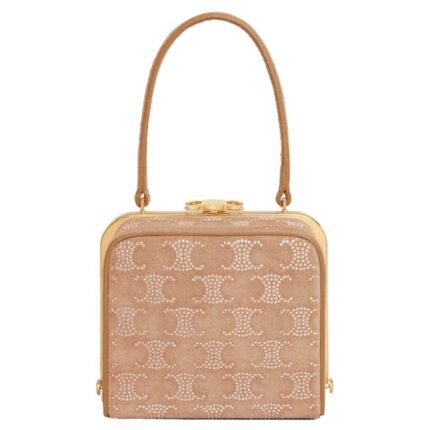 CELINE LANA MINAUDIERE IN SUEDE CALFSKIN WITH TRIOMPHE STRASS LIGHT CAMEL