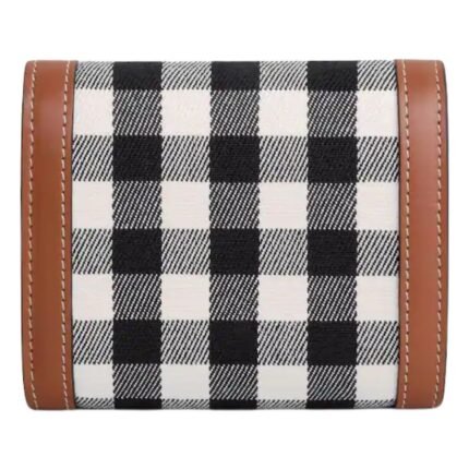 CELINE SMALL FLAP WALLET TRIOMPHE IN VICHY TEXTILE AND CALFSKIN