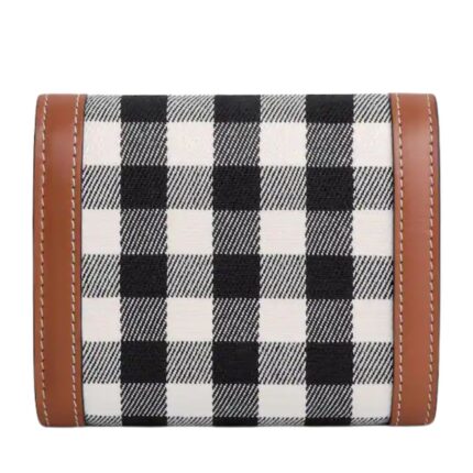 CELINE SMALL FLAP WALLET TRIOMPHE IN VICHY TEXTILE AND CALFSKIN BLACK-WHITE