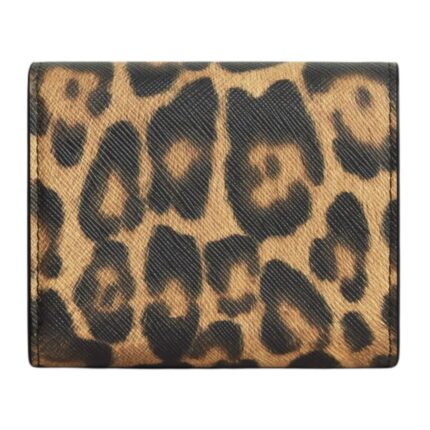 CELINE SMALL FLAP WALLET TRIOMPHE IN CANVAS WITH LEOPARD PRINT