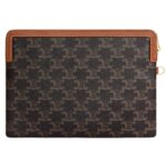 CELINE SMALL POUCH WITH STRAP IN TRIOMPHE CANVAS WITH CELINE PRINT