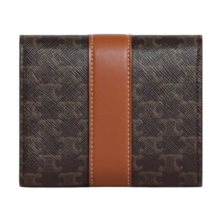 CELINE SMALL TRIFOLD WALLET IN TRIOMPHE CANVAS AND LAMBSKIN