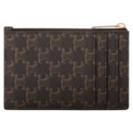 CELINE ZIPPED CARD HOLDER IN TRIOMPHE CANVAS AND LAMBSKIN TAN