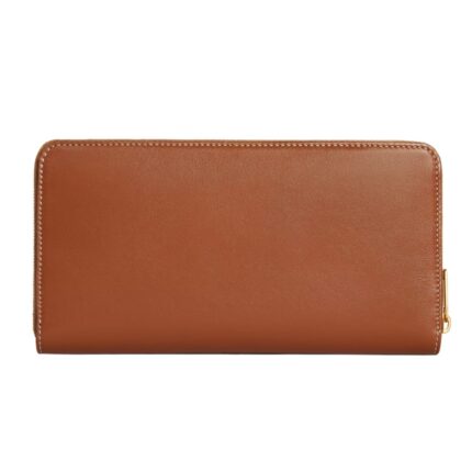 CELINE LARGE ZIPPED WALLET CUIR TRIOMPHE IN SMOOTH CALFSKIN TAN