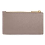 CELINE ZIPPED COMPACT CARD HOLDER ESSENTIALS IN GRAINED CALFSKIN PEBBLE