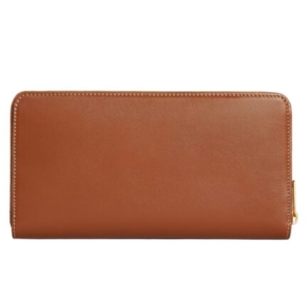CELINE LARGE ZIPPED WALLET CUIR TRIOMPHE IN SMOOTH CALFSKIN TAN
