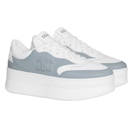 CELINE BLOCK SNEAKER WITH TRIOMPHE IN CALFSKIN ICE BLUE-OPTIC WHITE