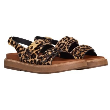 CELINE TIPPI TRIOMPHE SANDAL IN LEOPARD PRINTED HAIRY CALFSKIN