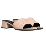 CELINE CLEMENCE MULE IN LAMBSKIN AND PATENT CALFSKIN BLUSH
